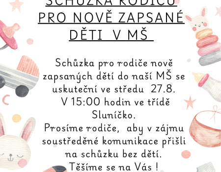 Schůzka rodičů pro nově zapsané děti v MŠ Otická